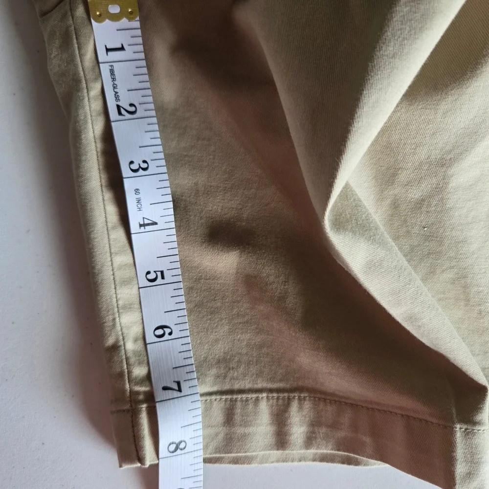 Peter Millar Mens Khaki Chino Shorts Size 40 Flat Front Tan Cotton Twill Golf